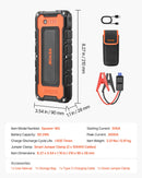 VEVOR automašīnas palaišanas ierīce ar gaisa kompresoru, 3000 A starta strāva, 59,2 Wh litija akumulators, LCD displejs, LED apgaismojums un palaišanas kabeļi, pārnēsājams starteris līdz 10 L benzīna un 8 L dīzeļdzinējiem