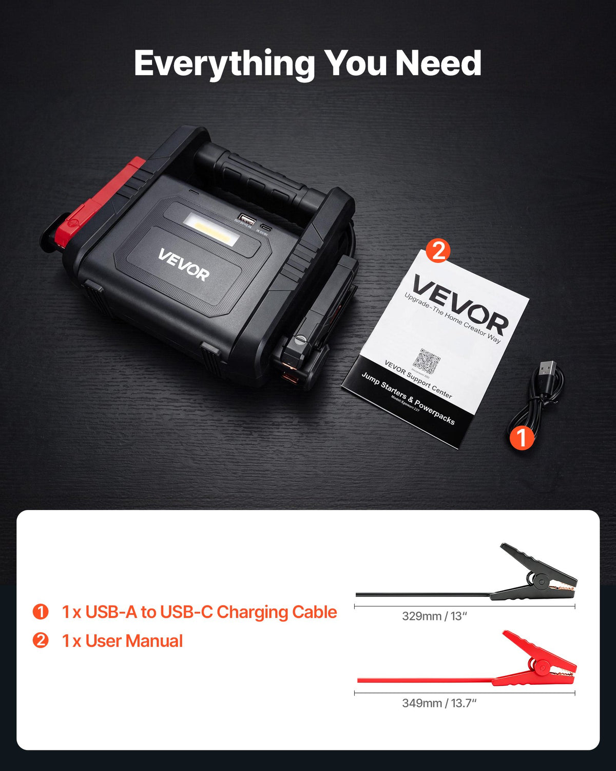 VEVOR auto starteris 12 V, 6000 A, līdz 10 l dīzeļdzinējiem