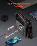 VEVOR automašīnas palaišanas ierīce ar gaisa kompresoru, 4000 A starta strāva, 88,8 Wh litija akumulators, LCD displejs, LED apgaismojums un palaišanas kabeļi, pārnēsājams starteris benzīna un līdz 10 L dīzeļdzinējiem