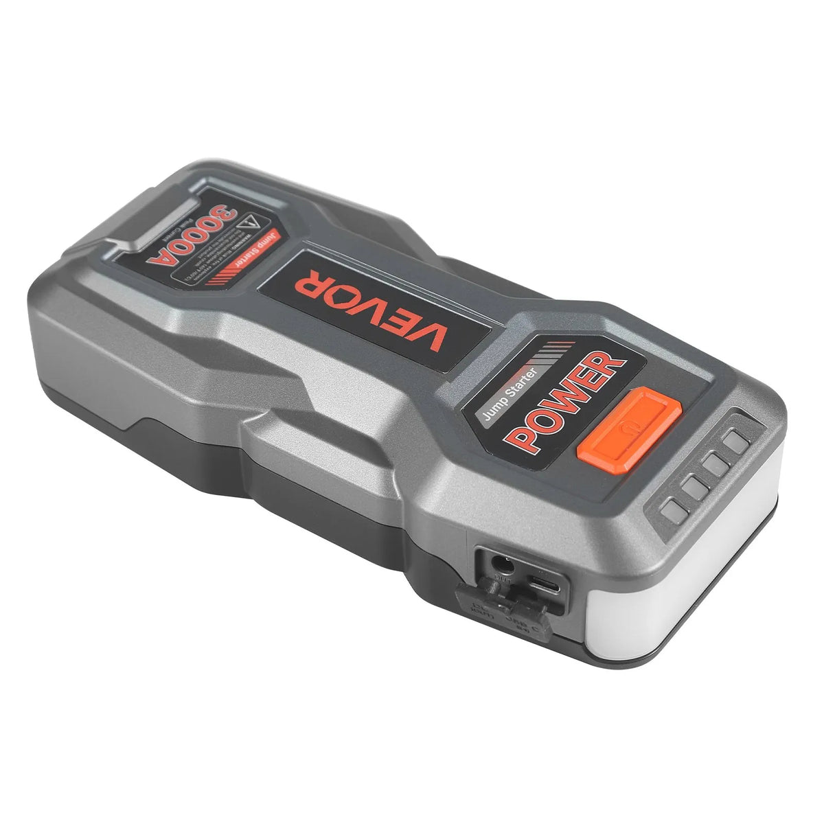 VEVOR auto iedarbināšanas starteris 3000 A, 12 V portatīvs litija akumulatora pastiprinātājs ar starta kabeļiem un 3 režīmu lukturīti, piemērots benzīna dzinējiem līdz 9 l un dīzeļdzinējiem līdz 7 l - ZEMLETES.LV