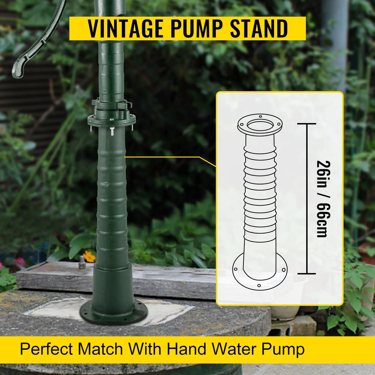 VEVOR Antique Cast Iron Hand Water Pump Stand with Pre-Drilled 13 mm Mounting Holes for Easy Installation, Classic Hand Pump, Suitable for Home, Yard, Pond and Garden