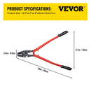 610 mm rokas spailēšanas instruments, 5 ligzdas (1,5–4,8 mm), trosēm, vara un alumīnija uzmavām