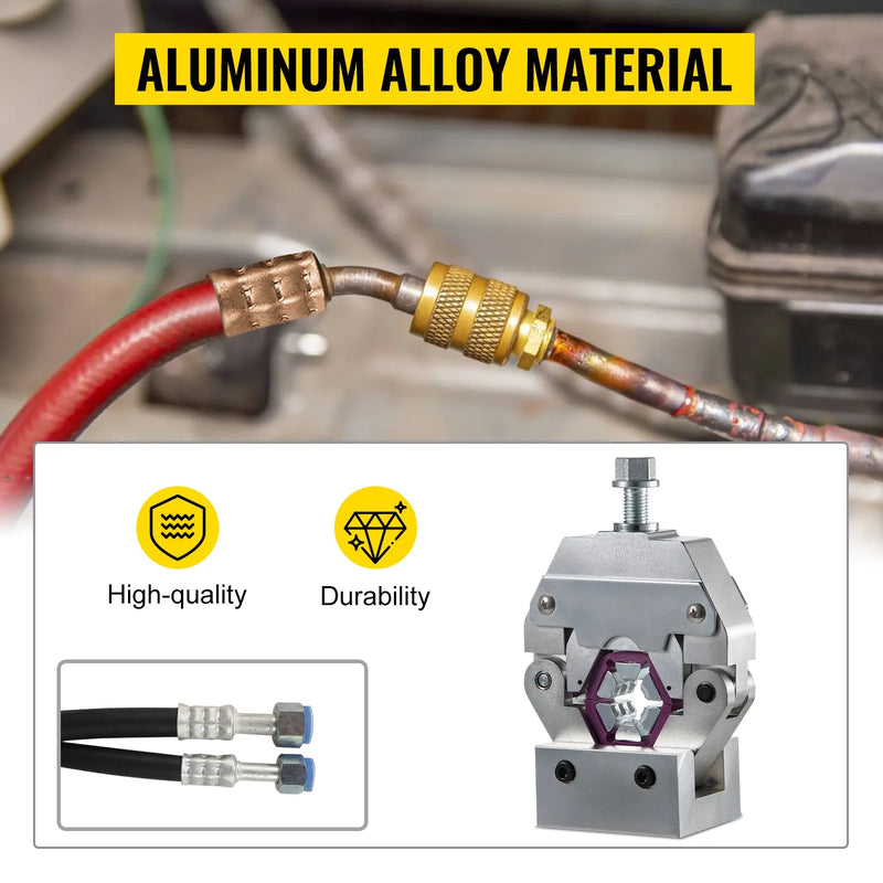 Pārnēsājama manuālā hidrauliskā šļūteņu prese 71550 ar 4 presformām – A/C sistēmu remontam automobiļiem