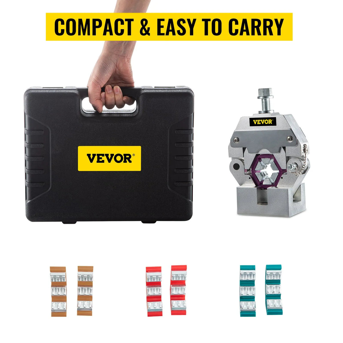 VEVOR Portable Manual Hydraulic Hose Press 71550 with 4 Press Dies – For A/C System Repair on Cars