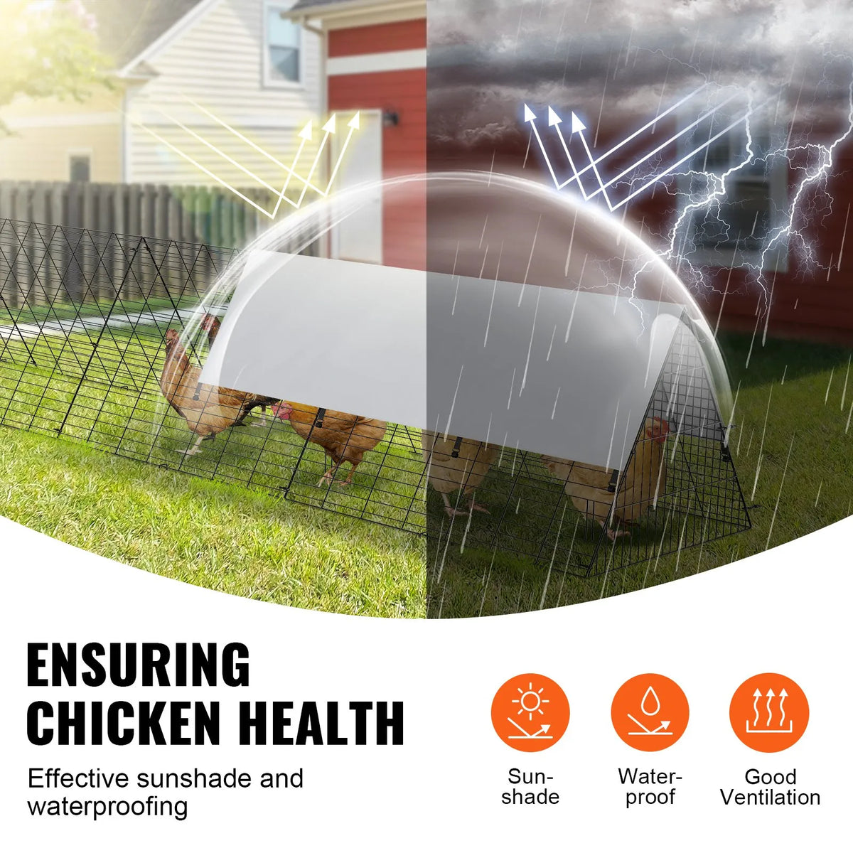 VEVOR Portable Chicken Tunnels with Corner Frames, 2 pcs, 729 × 200 × 61 cm