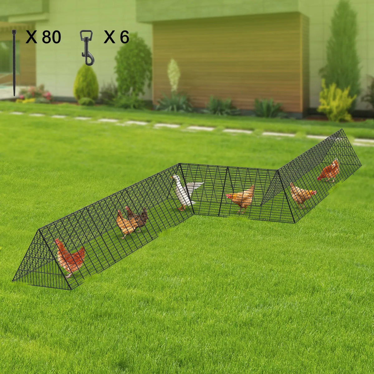 VEVOR Portable Chicken Tunnels with Corner Frames, 2 pcs, 729 × 200 × 61 cm