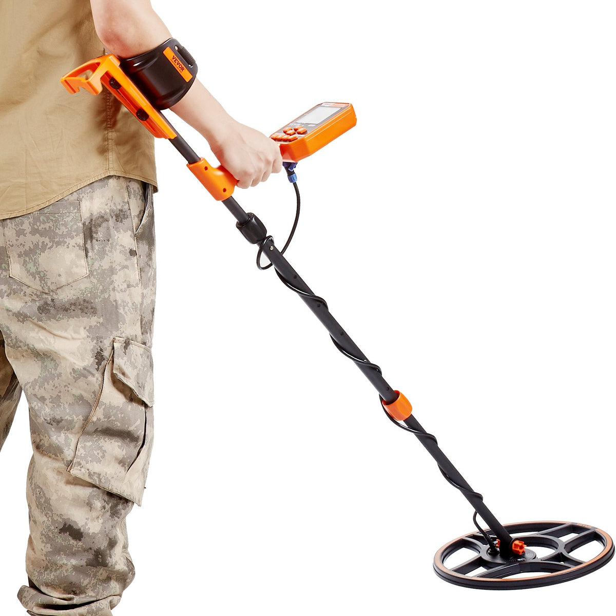 VEVOR ūdensizturīgs metāla detektors, 30,5 cm spole, profesionāls uzlādējams zelta detektors, regulējams 99-127 cm, LCD ekrāns, 7 režīmi, uzlabots DSP čips, Bluetooth austiņas, IP68 aizsardzība zelta un dārgumu meklēšanai