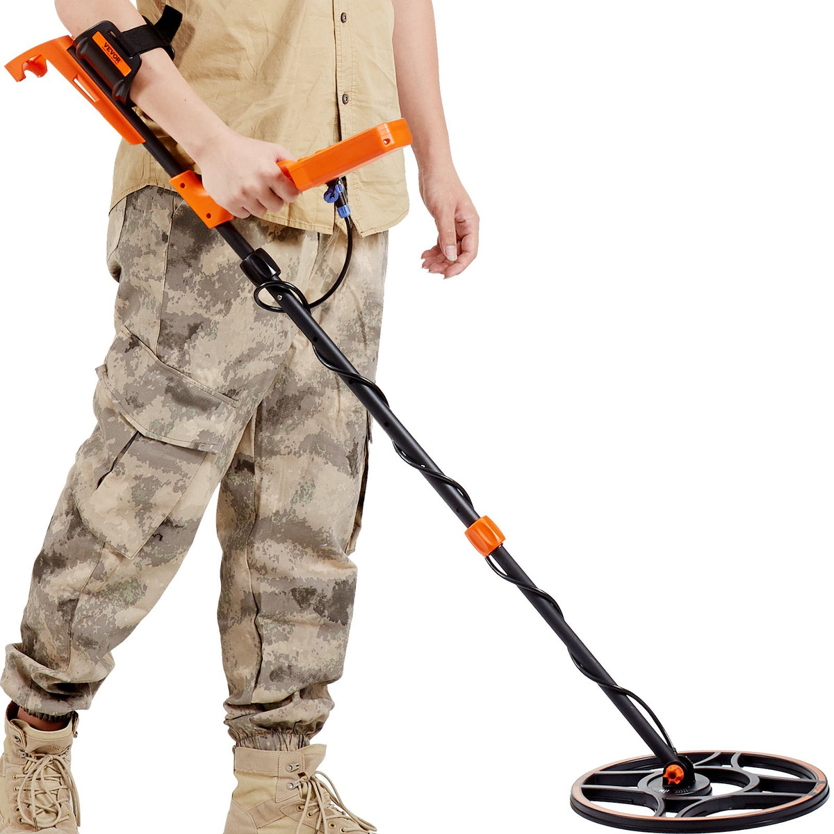 VEVOR ūdensizturīgs metāla detektors, 30,5 cm spole, profesionāls uzlādējams zelta detektors, regulējams 99-127 cm, LCD ekrāns, 7 režīmi, uzlabots DSP čips, Bluetooth austiņas, IP68 aizsardzība zelta un dārgumu meklēšanai