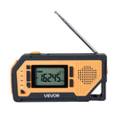 VEVOR avārijas laikapstākļu radio ar 2000 mAh akumulatoru, FM/AM/WB/NOAA trauksmi, saules un rokas ģeneratora uzlādi, USB savienojumu, SOS signālu un lukturīti, pārnēsājams āra situācijām un kempingam