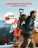 VEVOR salokāma sniega lāpsta celiņiem, 22 cm plata ar D veida rokturi, 91–102 cm regulējams garums, viegla alumīnija sniega tīrīšanas lāpsta muguras slodzes mazināšanai dārzā, automašīnai un kempingam