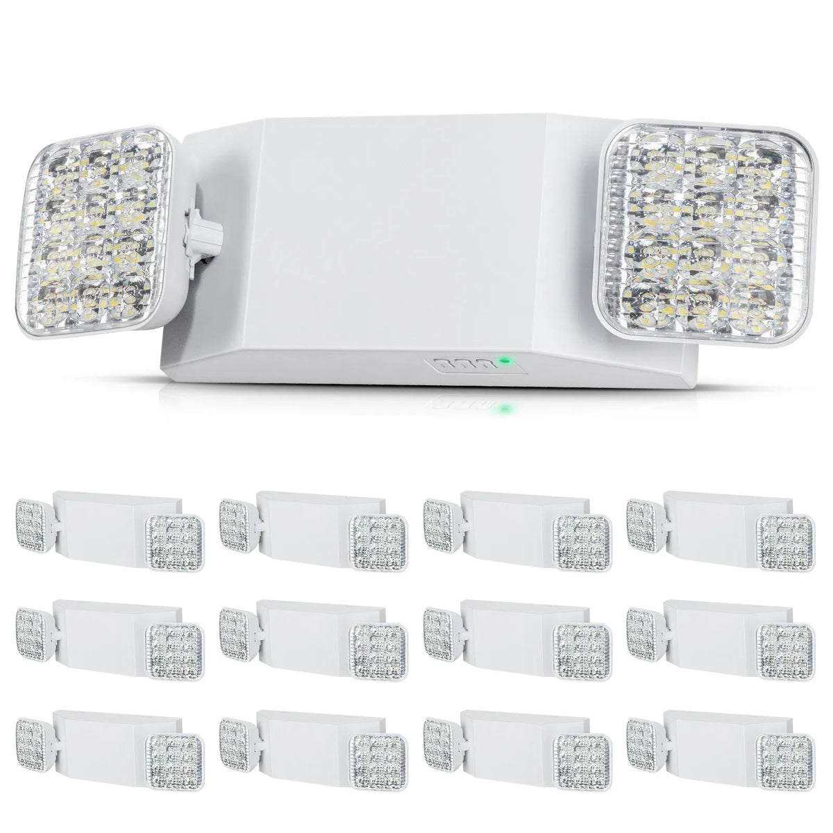12 Pack Commercial Emergency Lights, 3 W White LED Output Lighting Fixtures with 180 min Backup Battery, Adjustable 2 Square LED Heads, Ceiling or Wall Mount, Suitable for Businesses During Power Outages