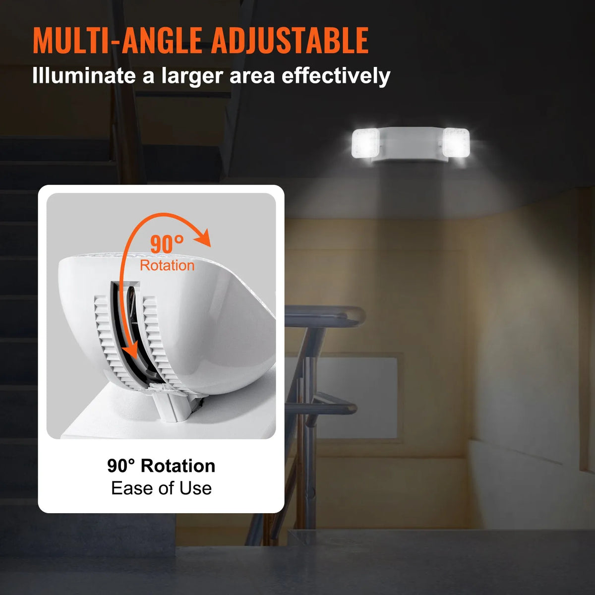 12 Pack Commercial Emergency Lights, 3 W White LED Output Lighting Fixtures with 180 min Backup Battery, Adjustable 2 Square LED Heads, Ceiling or Wall Mount, Suitable for Businesses During Power Outages