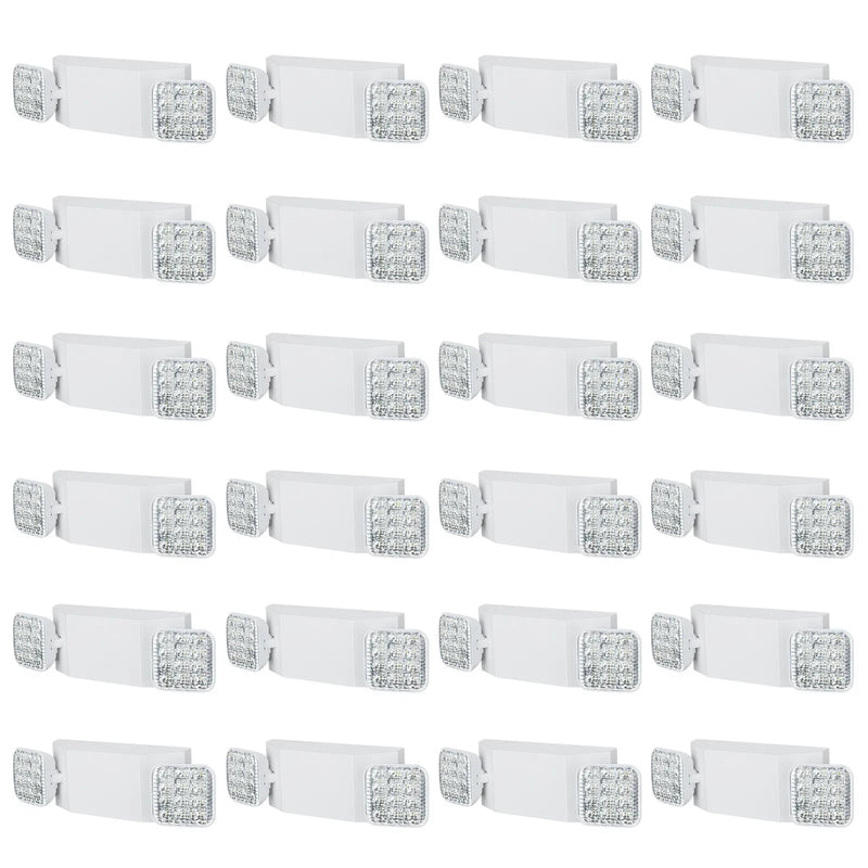 24 gab. komerciālās avārijas lampas, 3 W, baltās LED avārijas izejas apgaismojuma gaismekļi ar 180 min akumulatora darbības laiku, regulējamu 2 LED kvadrātveida galvu, griestu vai sienas stiprinājumu biznesa elektroapgādes pārtraukumiem