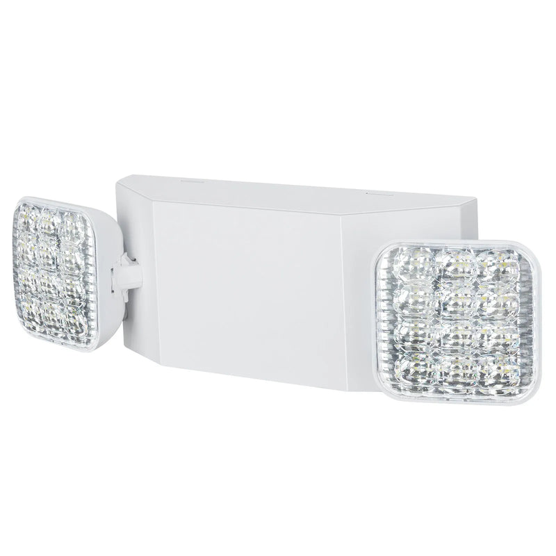 24 gab. komerciālās avārijas lampas, 3 W, baltās LED avārijas izejas apgaismojuma gaismekļi ar 180 min akumulatora darbības laiku, regulējamu 2 LED kvadrātveida galvu, griestu vai sienas stiprinājumu biznesa elektroapgādes pārtraukumiem