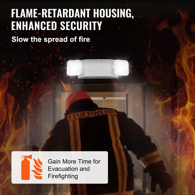 24 gab. komerciālās avārijas lampas, 3 W, baltās LED avārijas izejas apgaismojuma gaismekļi ar 180 min akumulatora darbības laiku, regulējamu 2 LED kvadrātveida galvu, griestu vai sienas stiprinājumu biznesa elektroapgādes pārtraukumiem