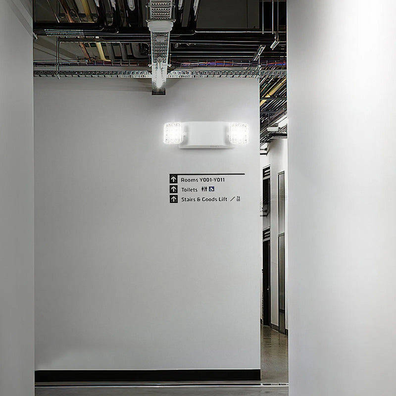 24 gab. komerciālās avārijas lampas, 3 W, baltās LED avārijas izejas apgaismojuma gaismekļi ar 180 min akumulatora darbības laiku, regulējamu 2 LED kvadrātveida galvu, griestu vai sienas stiprinājumu biznesa elektroapgādes pārtraukumiem