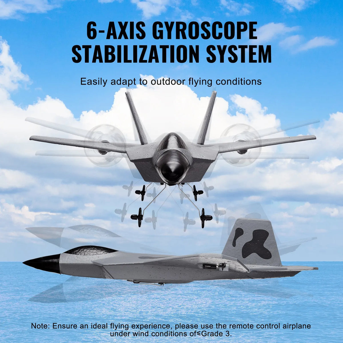 VEVOR RC Plane 2.4 GHz 2 Channel Fighter with 6 Axis Gyroscope and 2 Batteries, Beginner