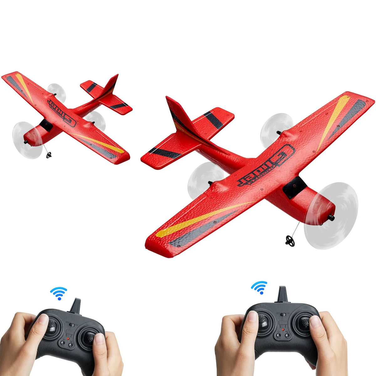 VEVOR RC Plane 2.4 GHz 2-Channel Glider with 6-Axis Gyroscope and 2 Batteries for Beginners