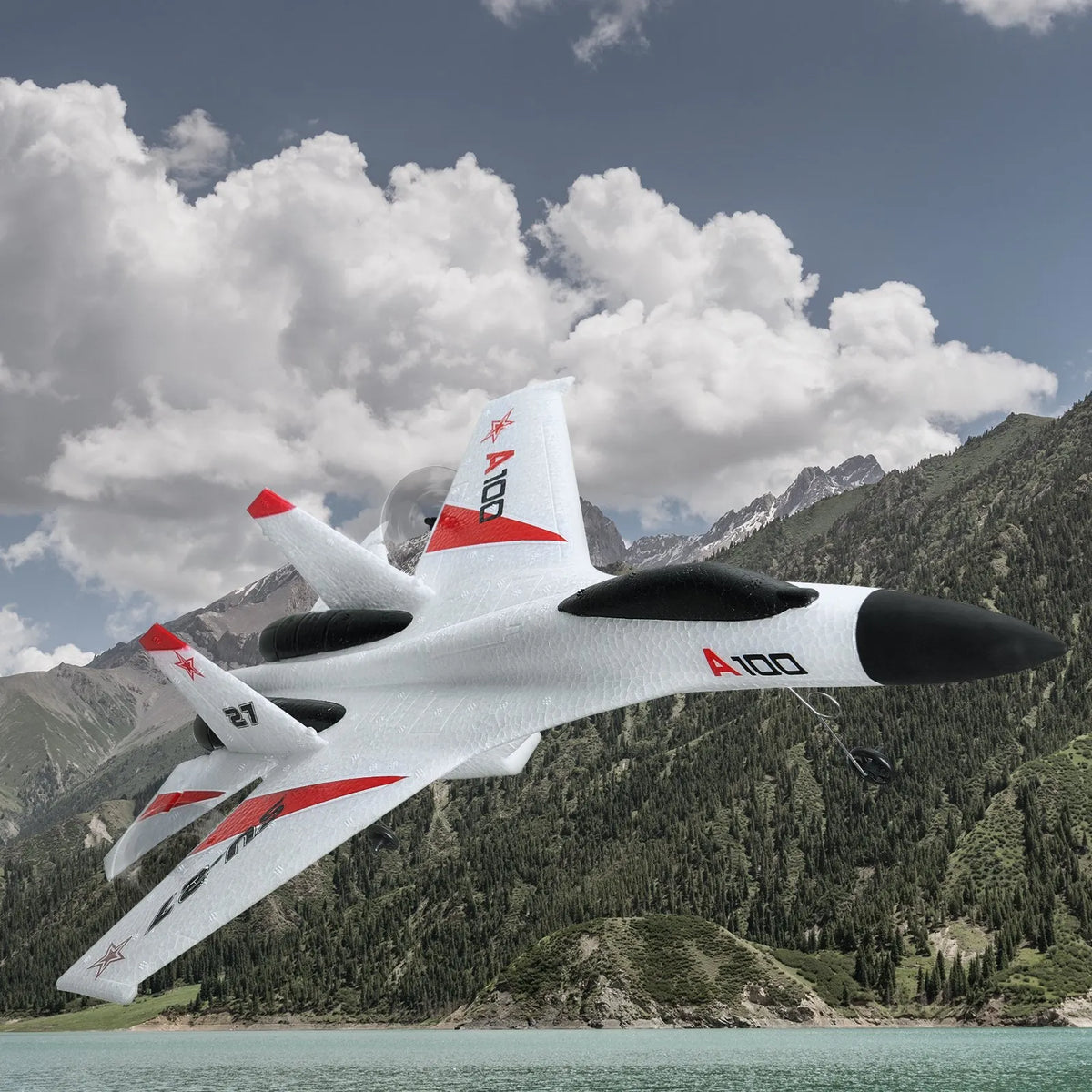 VEVOR RC Plane 2.4 GHz 4-Channel Fighter Aircraft with 6-Axis Gyroscope and 2 Batteries, 3D/6G