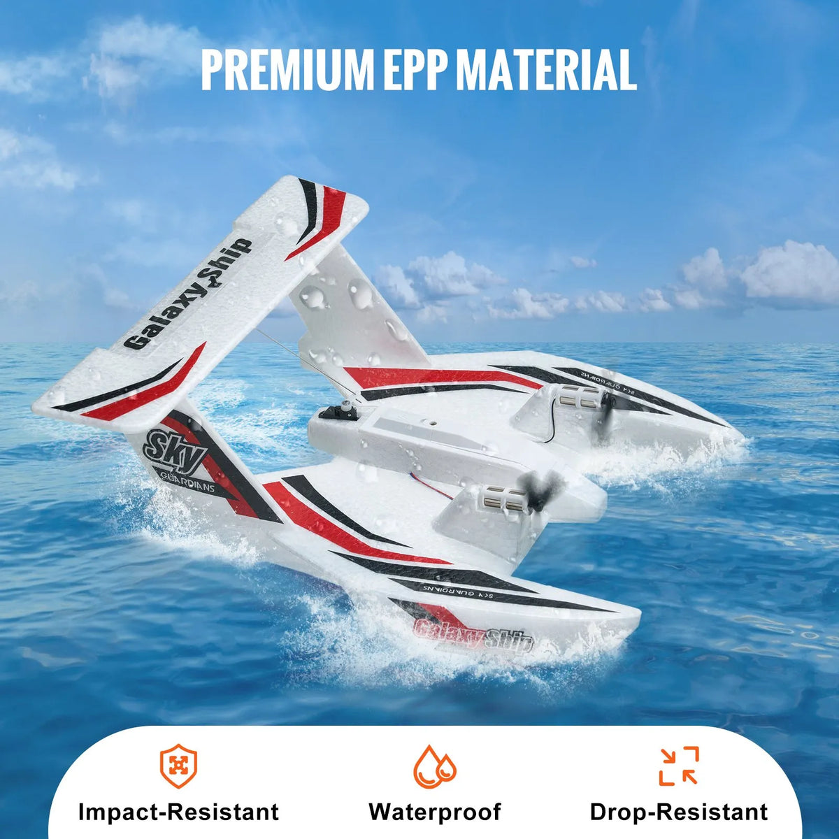 VEVOR RC Amphibian Plane 2.4 GHz 3-Channel with 6-Axis Gyroscope and 2 Batteries