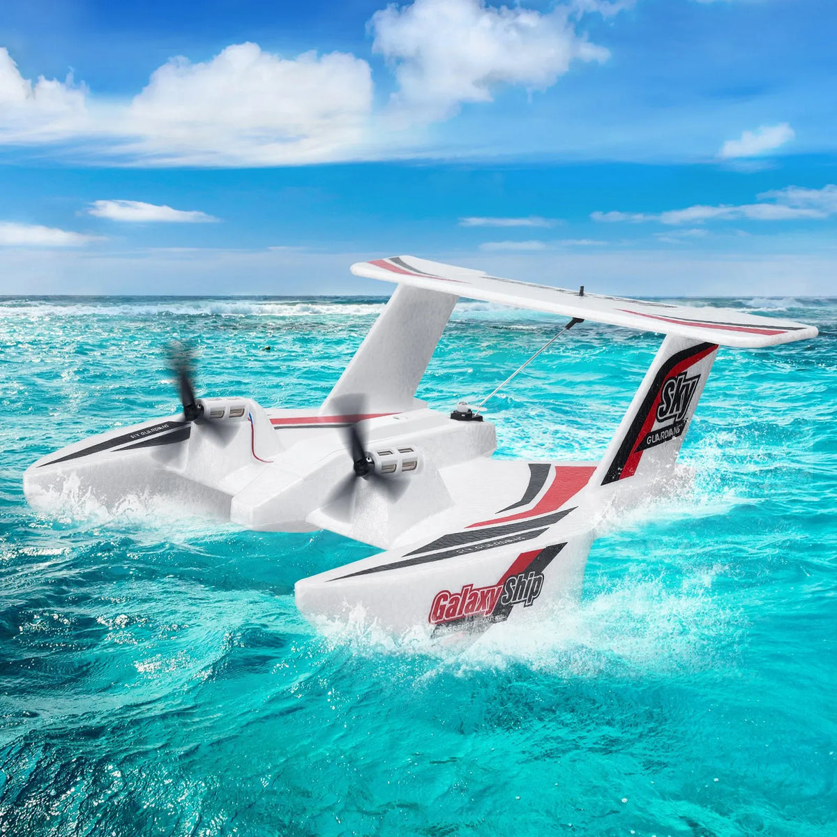 VEVOR RC Amphibian Plane 2.4 GHz 3-Channel with 6-Axis Gyroscope and 2 Batteries