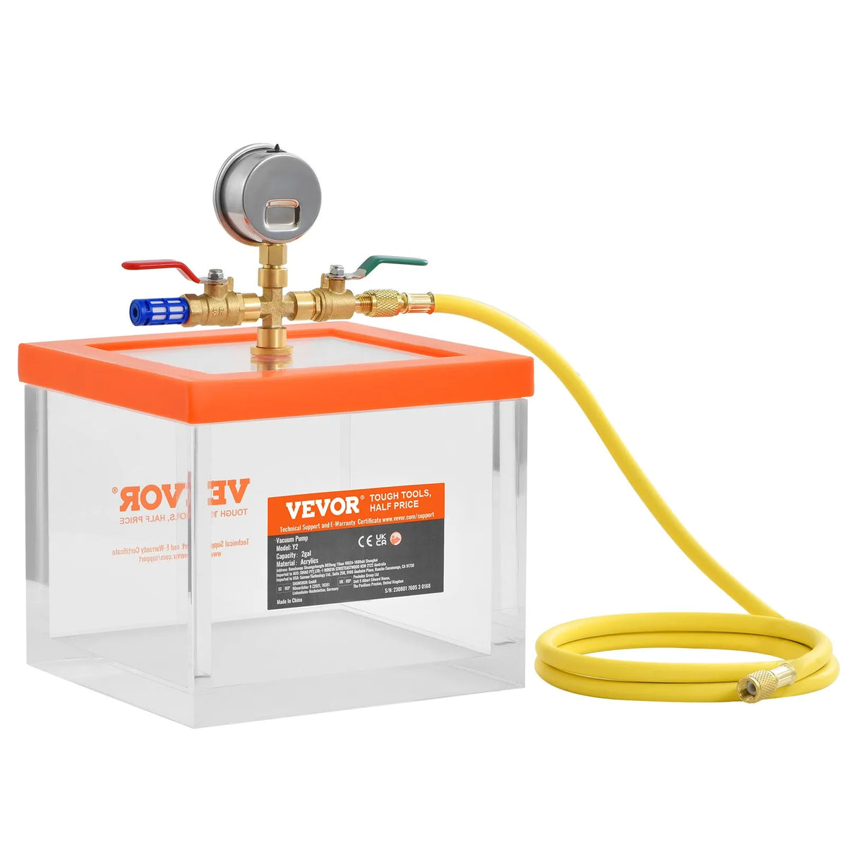 VEVOR 7.6 L Vacuum Chamber, Advanced Multifunctional Acrylic Vacuum Degassing Chamber with Transparent Housing, Designed for Resin, Silicone Gel and Plaster Degassing and Vacuum Extraction