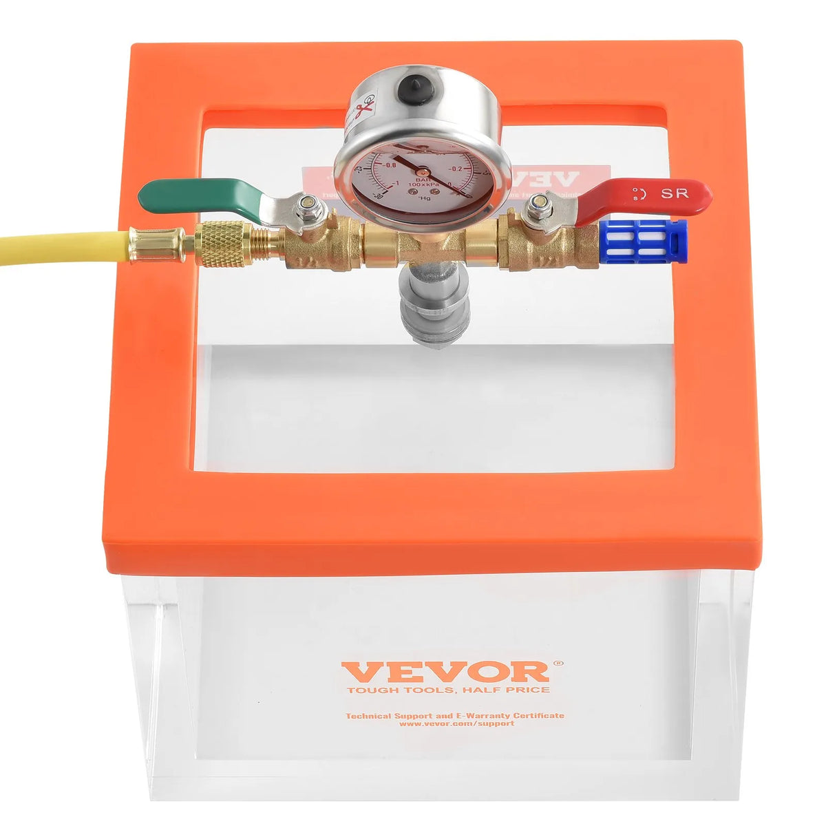 VEVOR 7.6 L Vacuum Chamber, Advanced Multifunctional Acrylic Vacuum Degassing Chamber with Transparent Housing, Designed for Resin, Silicone Gel and Plaster Degassing and Vacuum Extraction