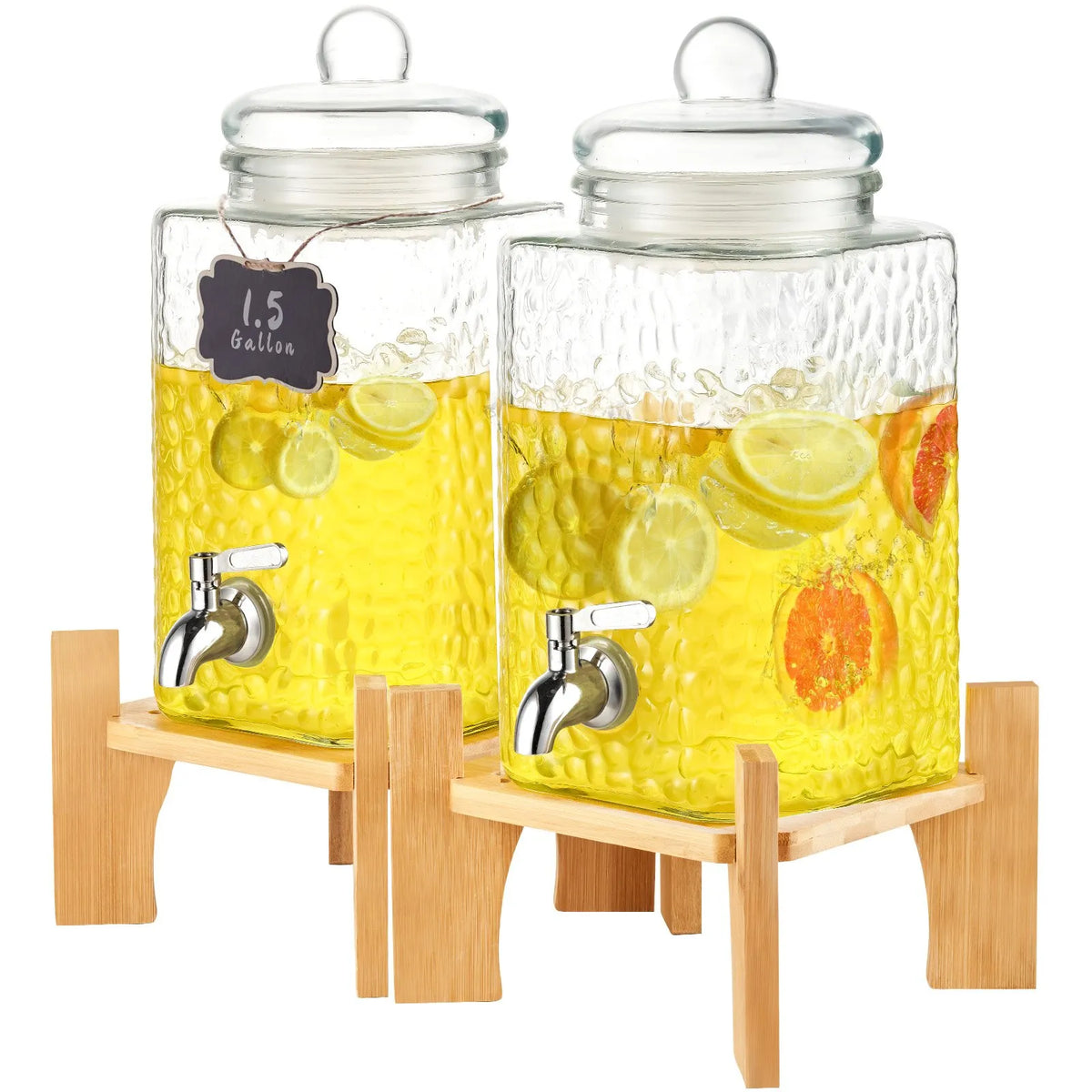 VEVOR Glass Beverage Dispenser 5.68 l with Stand and Stainless Steel Tap, for Restaurants and Events