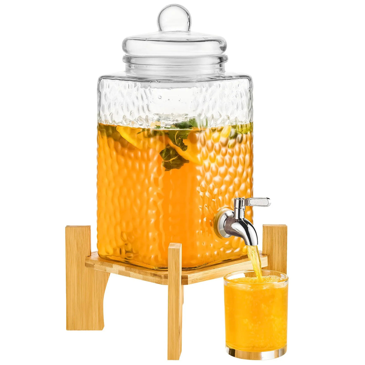 VEVOR Glass Beverage Dispenser 5.68 l with Stand and Stainless Steel Tap, for Restaurants and Events