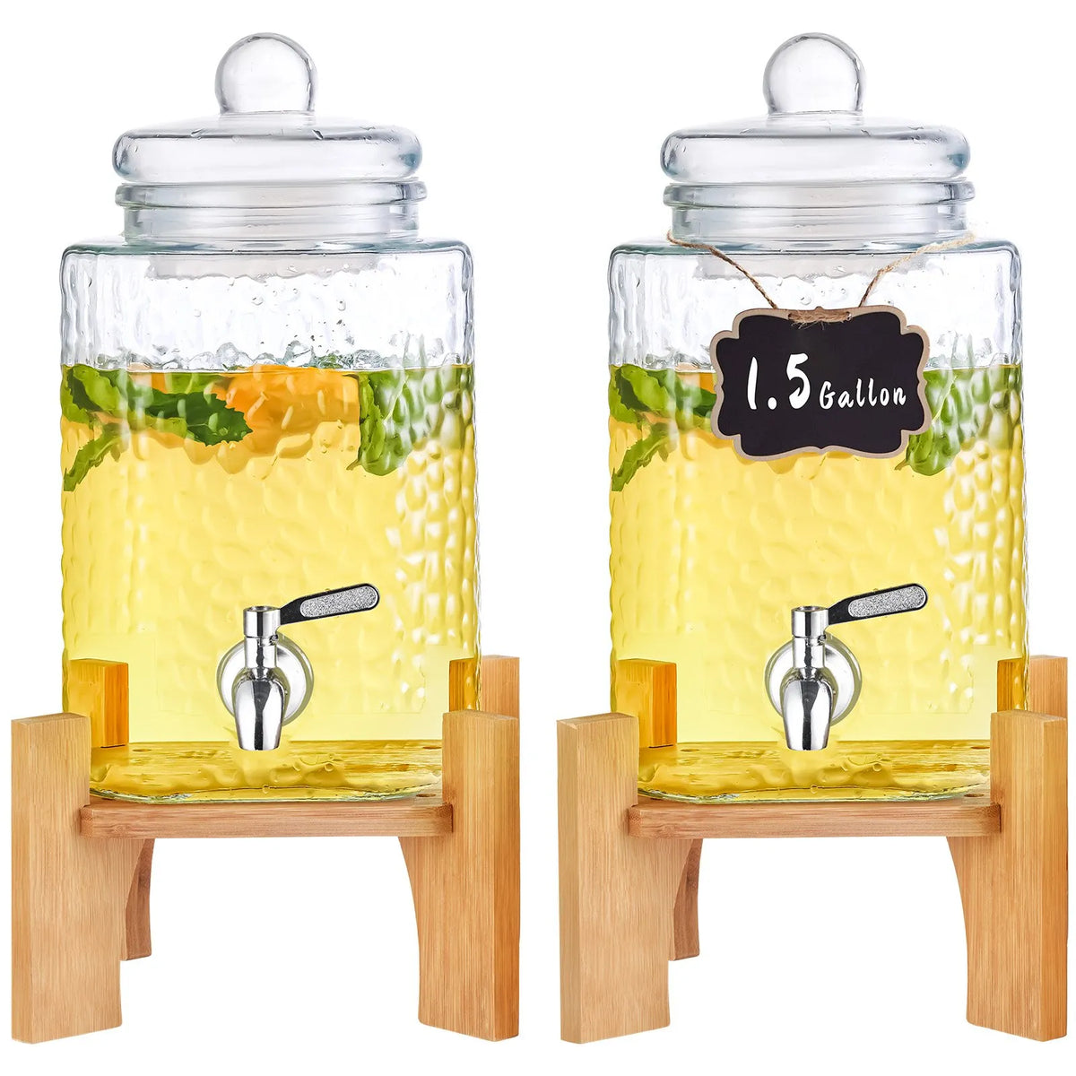 VEVOR Glass Beverage Dispenser 5.68 l with Stand and Stainless Steel Tap, for Restaurants and Events