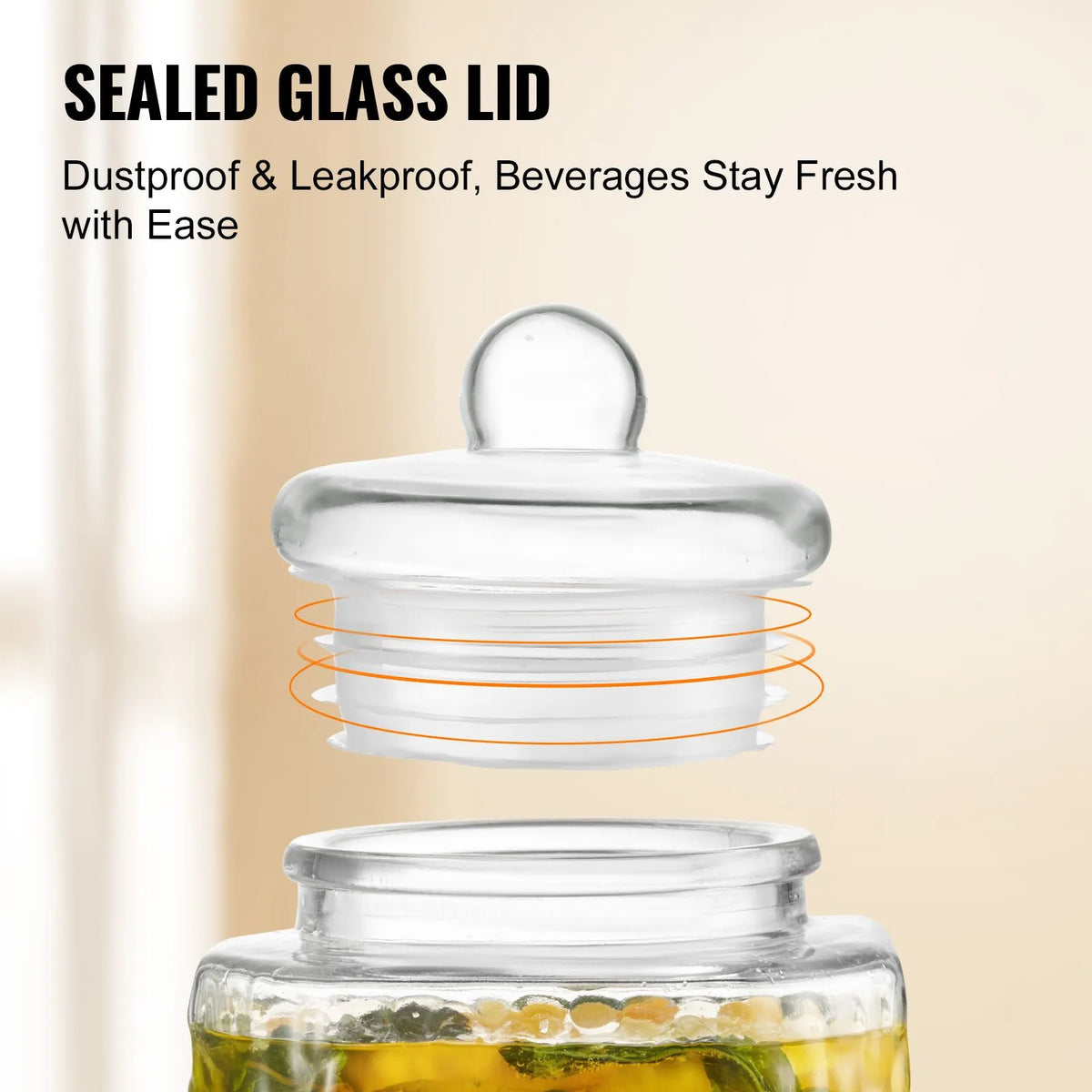 VEVOR Glass Beverage Dispenser 5.68 l with Stand and Stainless Steel Tap, for Restaurants and Events