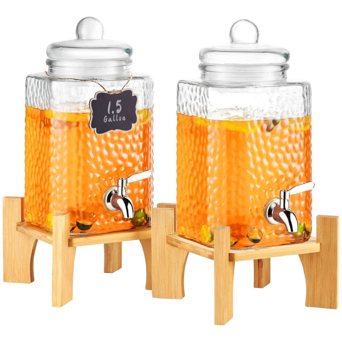 VEVOR Glass Beverage Dispenser 5.68 l with Stand and Stainless Steel Tap, for Restaurants and Events