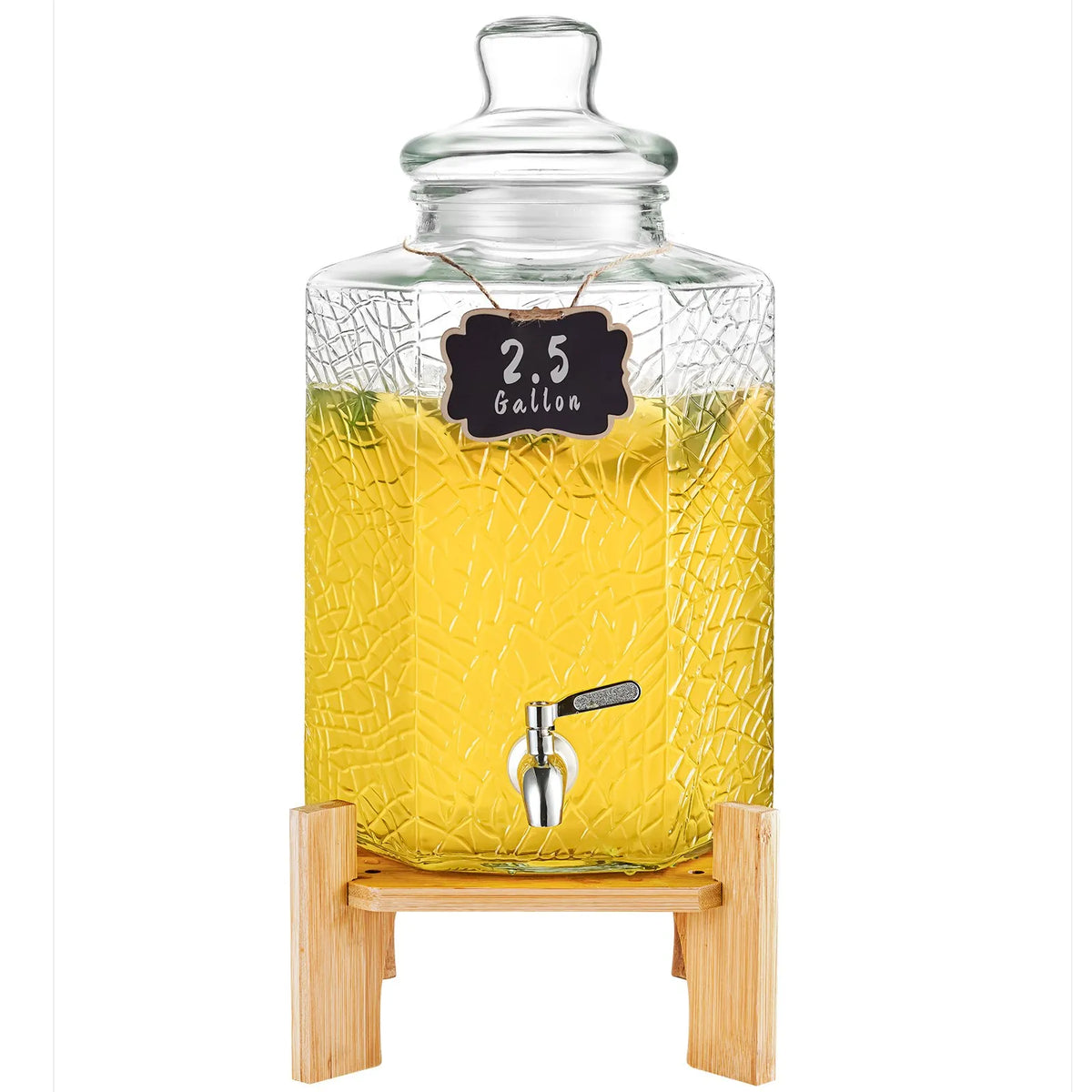 VEVOR Glass Beverage Dispenser 9.46 L with Stand and Stainless Steel Tap