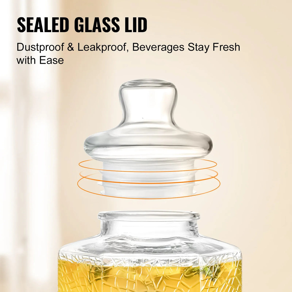 VEVOR Glass Beverage Dispenser 9.46 L with Stand and Stainless Steel Tap