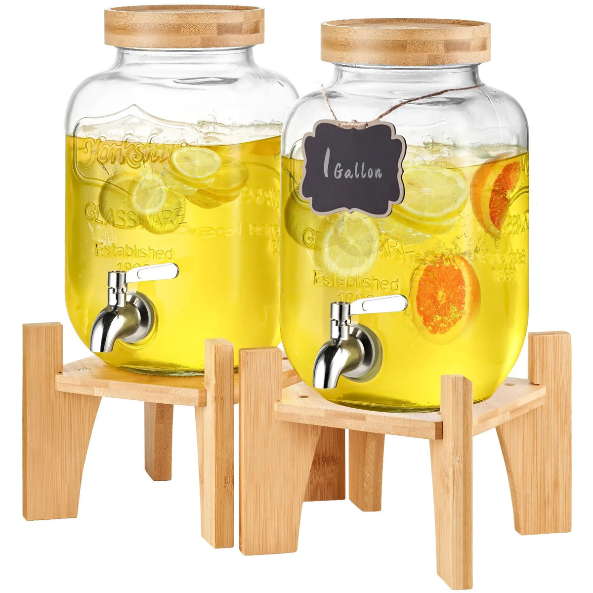 VEVOR Glass Beverage Dispenser 3.8 l with Stand and Stainless Steel Tap