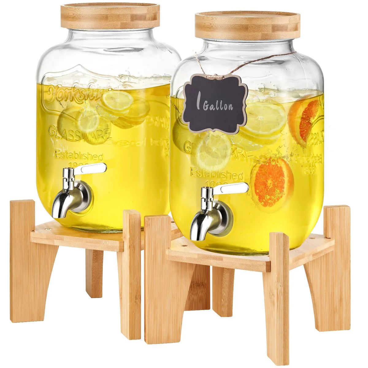 VEVOR Glass Beverage Dispenser 3.8 l with Stand and Stainless Steel Tap
