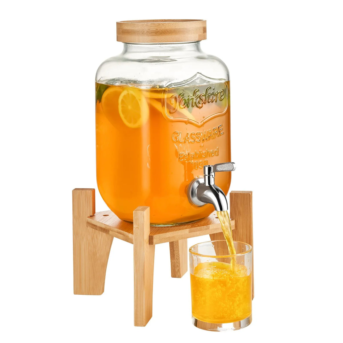 VEVOR Glass Beverage Dispenser 3.8 l with Stand and Stainless Steel Tap