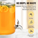 VEVOR stikla dzērienu dozators ar nerūsējošā tērauda krānu, 3,8 L tilpums, piemērots sulām, limonādei, ledus tējai, ūdenim; piemērots restorāniem, viesnīcām un pasākumiem