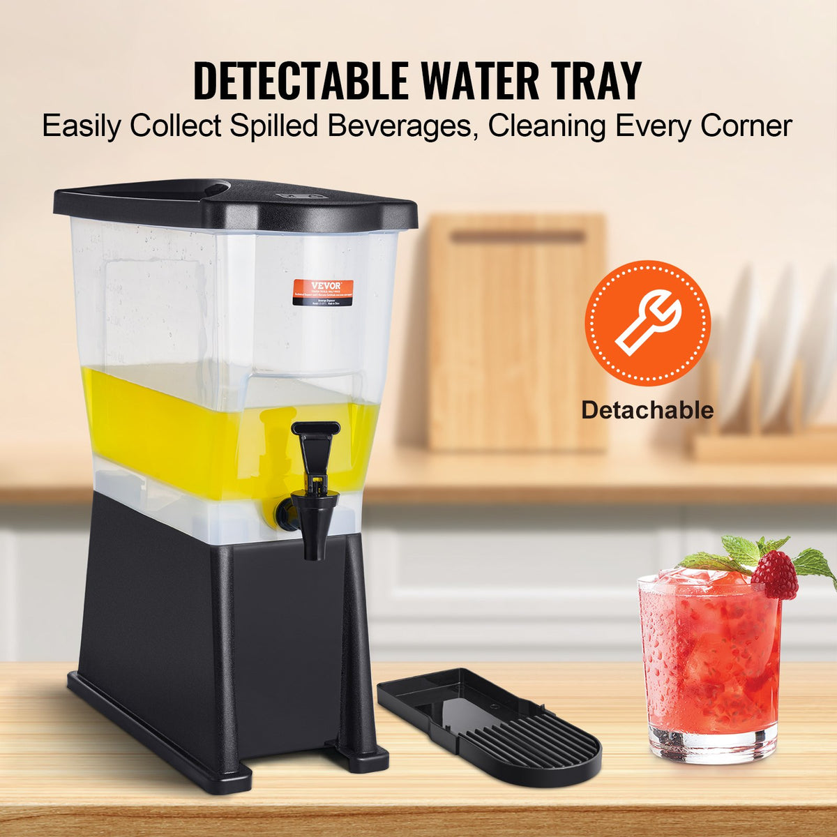 VEVOR plastic beverage dispenser 11.4 l with stand, tap and lid