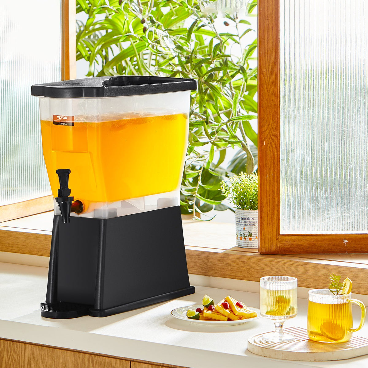 VEVOR plastic beverage dispenser 11.4 l with stand, tap and lid
