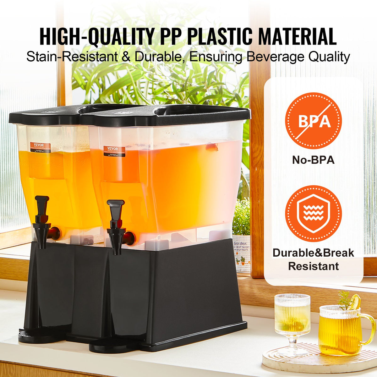 VEVOR plastist joogidosaator 2 × 11,4 l aluse ja kraanidega, mahlale, teele ja veele