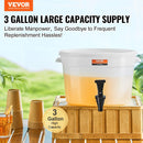 VEVOR dzērienu dozators, 11,4 l plastmasas sulas dozators ar krāniņu un vāku, piemērots ledustējai, limonādei, sulai un ūdenim, restorāniem, viesnīcām un pasākumiem