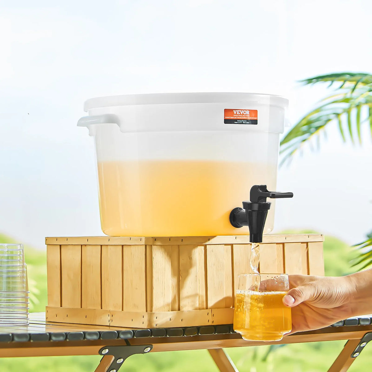 VEVOR plastic beverage dispenser 11.4 l with tap and lid, for iced tea, lemonade and water