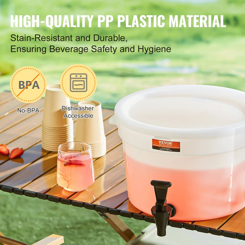 VEVOR dzērienu dozatori, 11,4 l plastmasas sulas dozatori ar krāniņu un vāku, piemēroti tējai, limonādei un ūdenim, restorāniem, viesnīcām un pasākumiem, 2 gab.