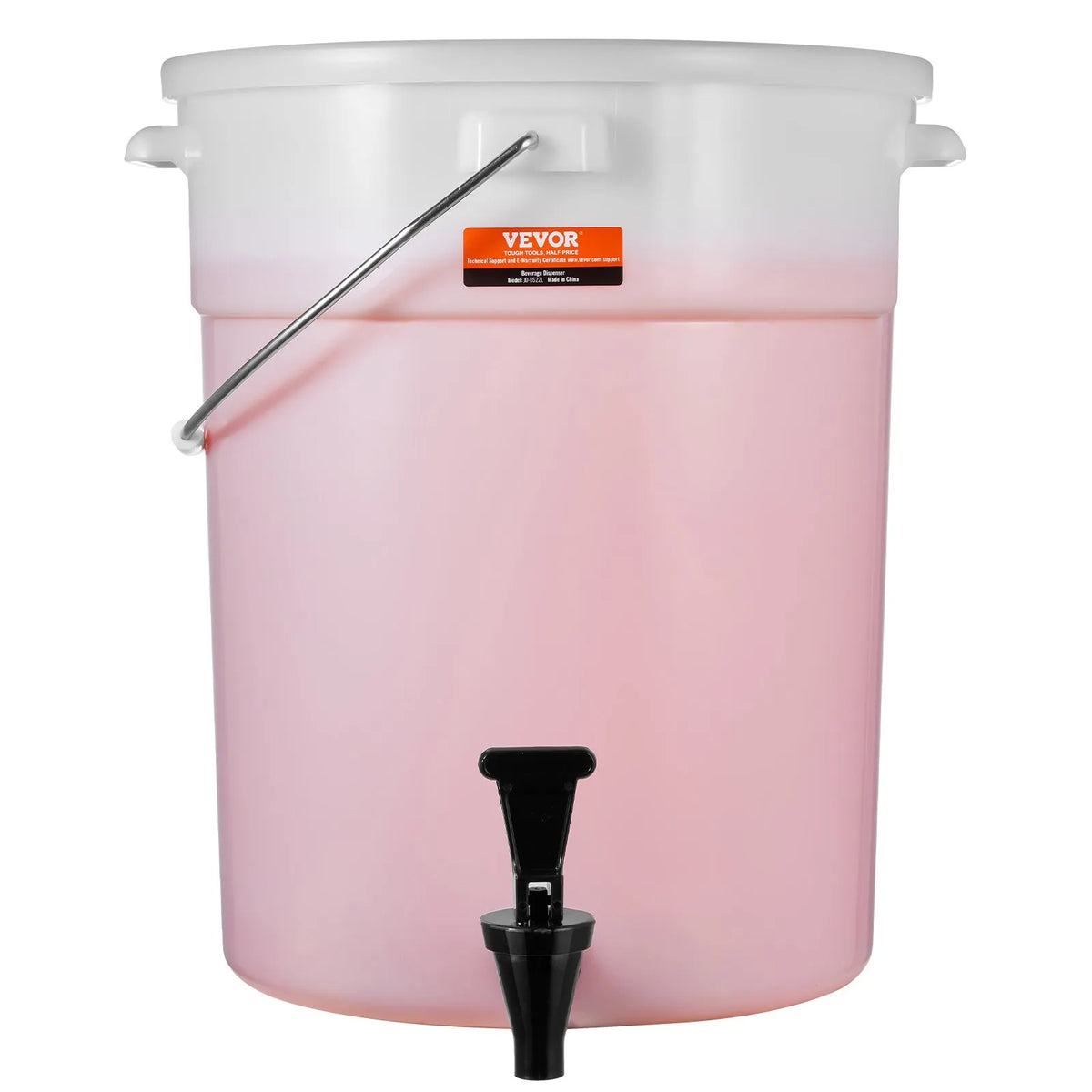 VEVOR plastic beverage dispenser 18.9 l with tap and lid, for tea, lemonade and water