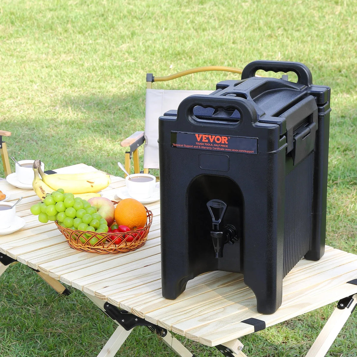 VEVOR Insulated Beverage Dispenser 9.5 l, LDPE with 23 mm PU Insulation and Two-Tap Valve