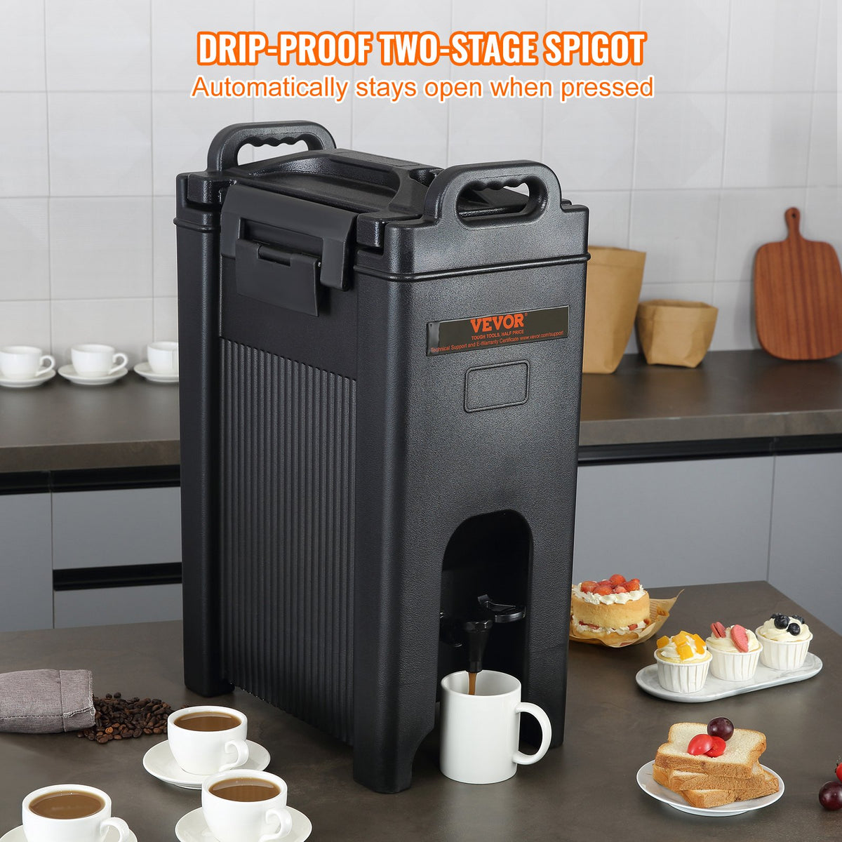 VEVOR Insulated Beverage Dispenser 19 l, LDPE with PU Insulation and Two-Tap System, for Hot and Cold Drinks