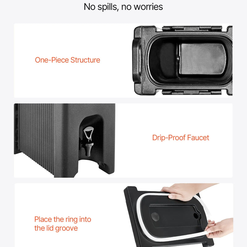 Izolēts dzērienu dozators 19 l, karsto un auksto dzērienu tvertne ar krānu un rokturi, pārtikas kvalitātes termoss tējai, kafijai un ūdenim kafejnīcās un restorānos, 2 gab., melns