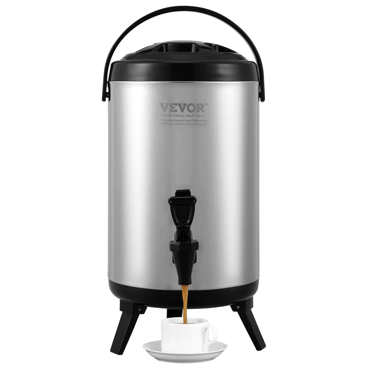 VEVOR Thermal Beverage Dispenser 7.6 L with Tap, Stainless Steel, Hot and Cold Drinks