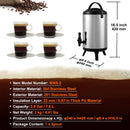 VEVOR nerūsējošā tērauda termo dzērienu dozators, 7,6 L izolēts karsto un auksto dzērienu trauks ar krānu, piemērots tējai, kafijai un ūdenim restorānos un dzērienu tirdzniecības vietās